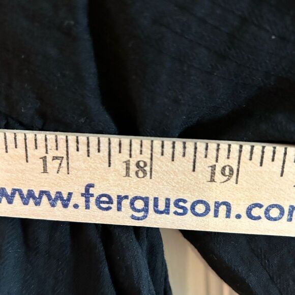 Banana Republic Black Boho Embroidered Long Balloon Sleeve 100% Cotton Blouse S - Picture 7 of 9